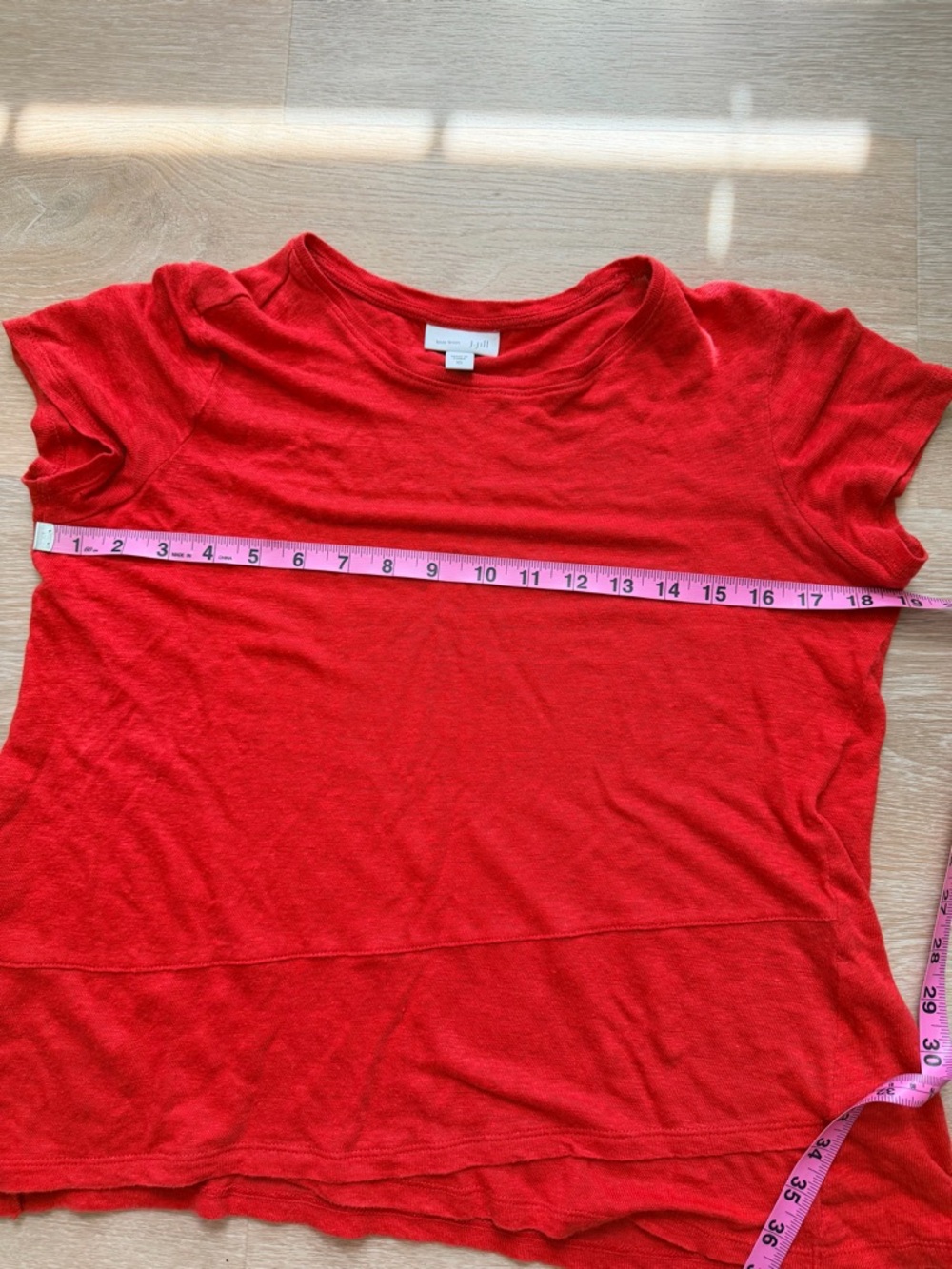 J.Jill Love Linen 100% Linen Knit Top T-shirt Coral Red Short Sleeve Tee XS–S - Picture 7 of 8